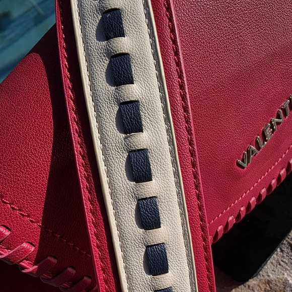 Valentino By Mario Valentino Red Crossbody Bag With Braided Trim - Picture 2 of 15